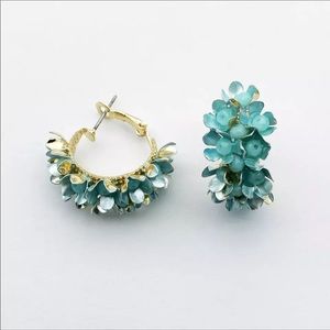 Lila Floral Hoops in Turqupise